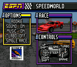ESPN Speed World title screen for Sega Genesis